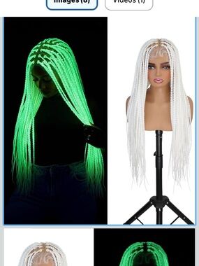 NWT SYNTHETIC 32” box braid glow in the dark wig